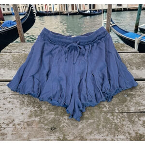 Y2K Flowy Ruffle Flutter Mini Skirt Shorts Sz L Fairy Coquette Balletcore Boho